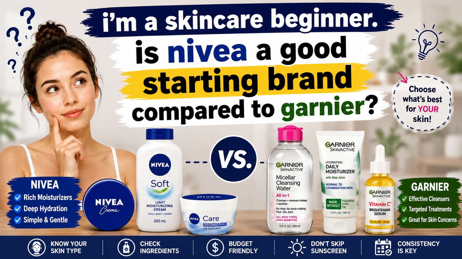 i'm a skincare beginner. is nivea a good starting brand compared to garnier?